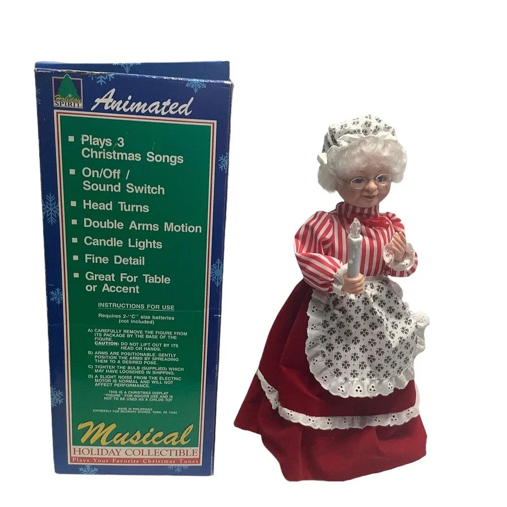 Vtg Holiday Spirit Animated Musical X Mas Mrs‎ Claus Plays 3 Songs Jingle Bell